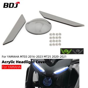 BDJ Headlight Light Lens Cover Acrylic For YAMAHA MT-03 2016-2023 MT-25 2020 2021 Headlamp Protector Headlight Guard