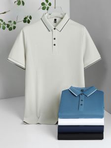 HENGYUANXIANG | Hengyuanxiang Mens Summer Short Sleeve T-Shirt Casual Silk Polo Shirt Iron-Free Standard Fit Fashion Urban Style Half Sleeve