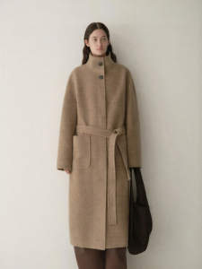 INSIS FEMME | High-Grade Pure Wool Warm Winter Stand Collar Loose Fit Hidden Placket Coat