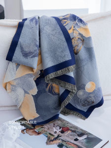 ดอกเบญจมาศทางปัญญาผ้าพันคอลายดอกไม้สองด้านขนาดใหญ่แจ๊กเก็ตสํานักงานความรู้สึกสบาย ฤดูหนาว ของขวัญสําหรับคุณแม่