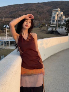 YUEZHONGWEI | French V-neck Knitted Strapless Vest Womens Summer Outdoor Wear Slim Fit Design Sleeveless Top Hanging Neck Strap Vest