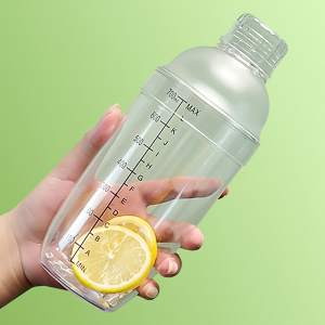 Bình lắc Shaker pha chế nhựa chia vạch đen đã bao gồm nắp bình lắc 350ml- 500ml - 700ml - 1000ml LAZYL