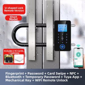 FALEISTON | Glass Door Dual Entry Shop U-Lock with Fingerprint and Password Function