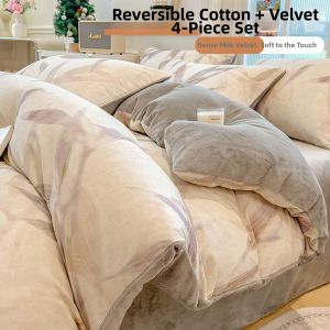 NAIYOUCHENG | Thick Warm Four Piece Bedding Set Cotton Velvet