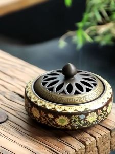 MJ Tempat Hio Keramik Motif Bukhur / Tempat Dupa Lingkar Berwarna untuk Sembahyang