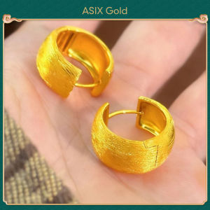ASIX GOLD ต่างหูผู้หญิงสไตล์ฝรั่งเศสแฟชั่นทนทาน พลatingดทอง 24K 18K งานผิวด้านและเงาวาว ต่างหูวงแหวนแห่งโชค ไม่หมองไม่หลุดล่อนไม่ทำให้แพ้ เรียบหรูของขวัญ