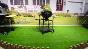 18" Trolley Barbecue Grill Stainless Steel Charcoal BBQ Grilling with 2 Wooden Side Shelfs / Pemanggang Berbeku Beroda