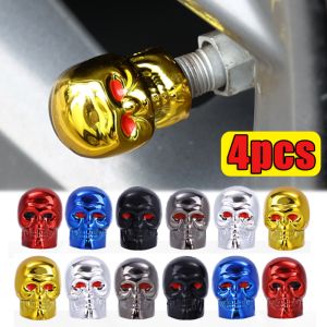 4Pcs/Set Universal Car Skull Style Antirust Copper Core Motorcycle Bike Car Wheel Tyre Tires Valve Stem Caps