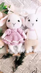 THỎ LEN _WEDDING RABBIT CROCHET_ Quà tặng cặp đôi Quà tặng handmade cho bé