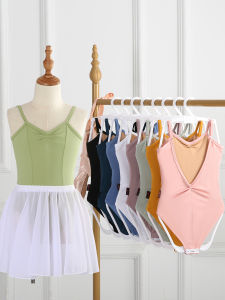 Childrens Ballet Gymnastics Suit Dance Practice One-Piece Strap Body Shape Fitness Clothing Nylon Fabric Female Kids
