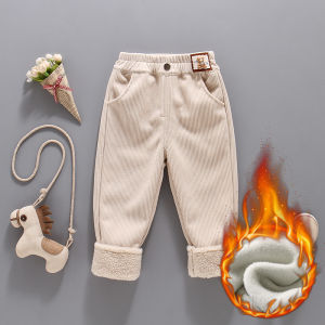 กางเกงขายาวผ้าคอร์ดูรอยนิติวัตถุอบอุ่นสำหรับเด็กผู้หญิง กางเกงขายาวลำลองฤดูใบไม้ร่วง/ฤดูหนาว กางเกงขายาวเด็กผู้หญิง ผ้าฝ้ายผสมโพลีเอสเตอร์