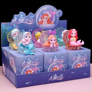Night Light Mermaid Figurine Cute Glowing Desktop Decoration Blind Box Creative Childrens Gift Resin Material Office Decoration