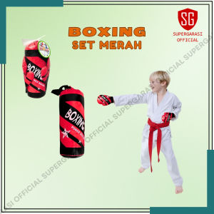 Mainan anak boxing set dengan sarung tinju samsak tinju alat olah raga