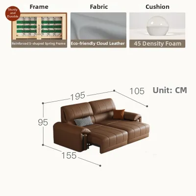 Italian Minimalist Full Electric Leather Sofa Bed First Layer Cowhide Straight Row Reclining Couch for Small Spaces
