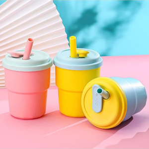 380ml Kids Water Cups with Silicone Straw Children Leakproof Drinking Cups