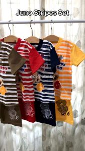 BEST SELLER JUNO STRIPES SET BIRU TOMPEGE Setelan Anak Laki Laki Umur 1 Tahun