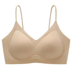 Secret World | Seamless Invisible Gathered Nude Color Thin Strap Back Beautifying Bra