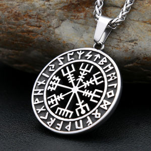 Nordic Vintage Viking Amulet Necklace Stainless Steel Compass Pendant For Men Women Unique Punk Simple Jewelry Gift Dropshipping