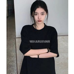 American Retro High Street Fashion Brand Pure Cotton Short Sleeve T-Shirt Womens Plus Size Plus Size Ladies Loose Casual Couple Outfit Half Sleeve Tops
