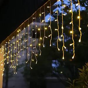 Solar Ice Pillar Light String LED Curtain Icicle Light for Christmas Halloween Thanksgiving Wedding Parties Courtyard Decoration