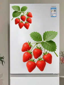 Nhãn Dán Tủ Lạnh Hình Quả Mâm Xôi Nhãn Dán Tường Chống Thấm Nước PVC Trang Trí Nhà Cửa Đơn Lỗ Tủ Lạnh Bốn Cửa Nhãn Dán Trang Trí