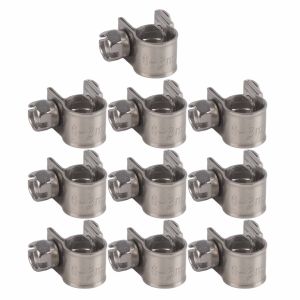 10pcs Stainless Steel Mini Fuel Line Pipe Hose Clamp Clip 6mm‑20mm Optional Size For Small Thin-Walled Hose