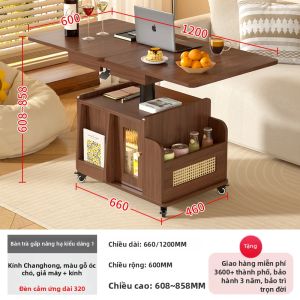 EYE-LUN | Bàn Trà Gấp Điều Chỉnh Có Bánh Xe