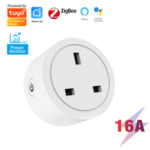 20A UK Plug Tuya Zigbee Smart Socket with Metering Timer Switch Works with Smart Life App Alexa Google Home Voice Control