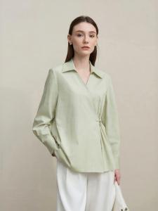 AMII | New Chinese Style Cotton Feel White Shirt
