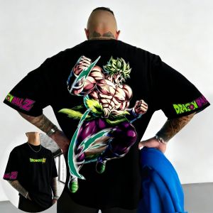 Bandai | Dragon Ball Anime Broli Joint Cotton T-shirt Summer Mens and Womens Street Hip Hop Loose Casual Oversized Short Sleeve Top