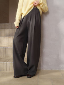 High-waist Folded Drape Straight Leg Loose Womens Trousers