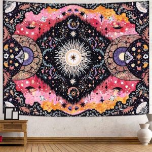 VIKAMA Bohemian Vintage Mặt Trời Thảm Polyester Mềm Mại Treo Tường Retro Boho Trang Trí Cho Phòng Ngủ Phòng Khách Có Thể Giặt Bằng Máy