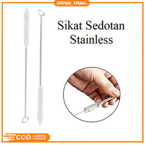 Alat pembersih Sikat Sedotan besi Stainless Steel Brush Straw Stain Less Bengkok Lurus