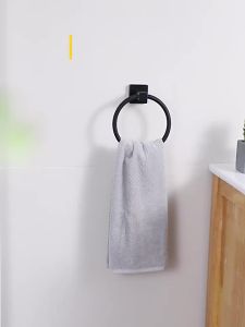 No-drilling Hanging Towel Ring Black