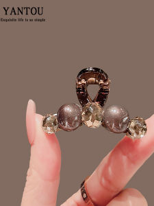 กิ๊บติดผมแบบหนีบครึ่งหัวหรูหราสำหรับผู้หญิง กิ๊บติดผมแบบฝังเพชรสุดเก๋ ทรงเรียบง่าย เครื่องประดับผมแฟชั่นใหม่จากแบรนด์ Yan Tou