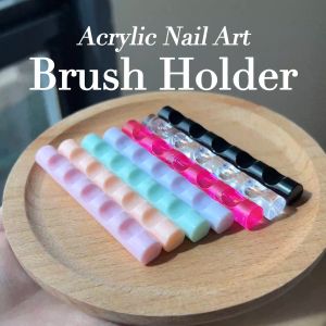 [Vainpot-SG] Acrylic Nail Art Brush Holder - Small Portable Stand for Clean and Organized Brushes - Holds up to 5 Brushes or Tools - 8cm x 1cm