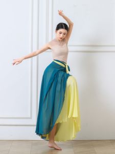 Classical Dance Silk Gown Art Exam Skirt Large Swaying Half-length Skirt Practice Costume Performance Costume One-piece High-waist A-line Long Skirt
