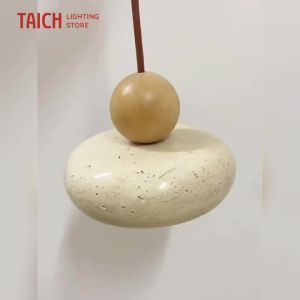 Vintage Pendant Light with Natural Yellow Agate Stone Perfect for Bedroom or Restaurant