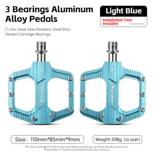 West Biking | WEST BIKING Lightweight CNC Aluminum Alloy Bicycle Pedal with Sealed 3 Bearing Anti-slip Flat Design for Cycling Bike Parts