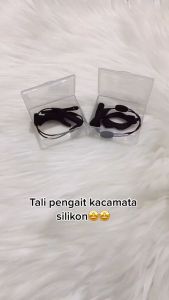 Sepasang Tali Hitam Pengait Kacamata Silikon Anti Slip Earhook Silicone Penahan Hijab Style