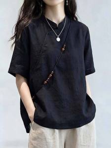 DVDK | Summer Loose New Chinese Style Slimming Short-sleeved Mandarin Collar Shirt