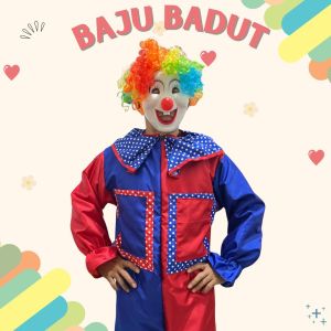 Kostum Baju Badut Jumpsuit Topeng Wig