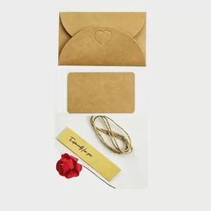 Floral Decorated Kraft Envelopes 5pcs DIY Paper Flower Envelope Blank Card Included Letter Holder for Wedding Party Birthday