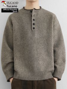 TUCANO | Warm Lazy Style Mens Henley Collar Sweater