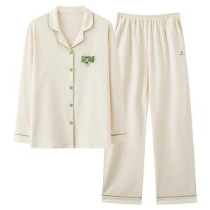 Bộ đồ ngủ MiiOW nữ làm bằng polyester dài tay màu trơn