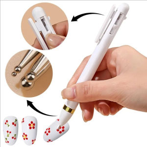 ปากกาตกแต่งเพชรเทียมเล็บปลายมนปากกาทาเล็บอุปกรณ์ทำสีเล็บดอริสนาแบบ4-In-1ปากกาแต่งเล็บสำหรับมืออาชีพร้านทำเล็บ