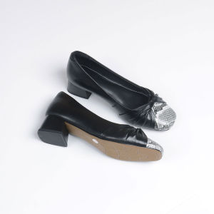 French Style Elegant Square Toe Mid Heel Shoes 40