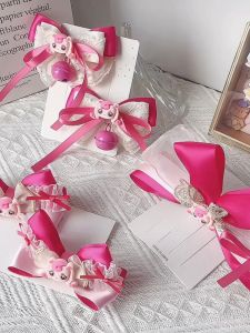 Original Pink Cute Childrens Hair Clips Butterfly Knot Lolita Pair Clips Hair Accessories Lolita Headwear Bell Top Clip