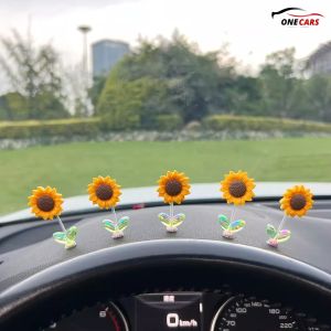 Set 5 Bông Hoa Hướng Dương Lắc Lư Trang Trí Decor Màn Hình Taplo Xe Dễ Thương
