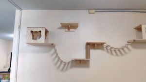 กรงแมวติดผนัง DIY บ้านแมวติดผนัง ไม้เนื้อแข็ง คอนโดแมวติดผนัง ชุดบันไดแมว ตัวเลือกมากมาย พร้อมส่ง